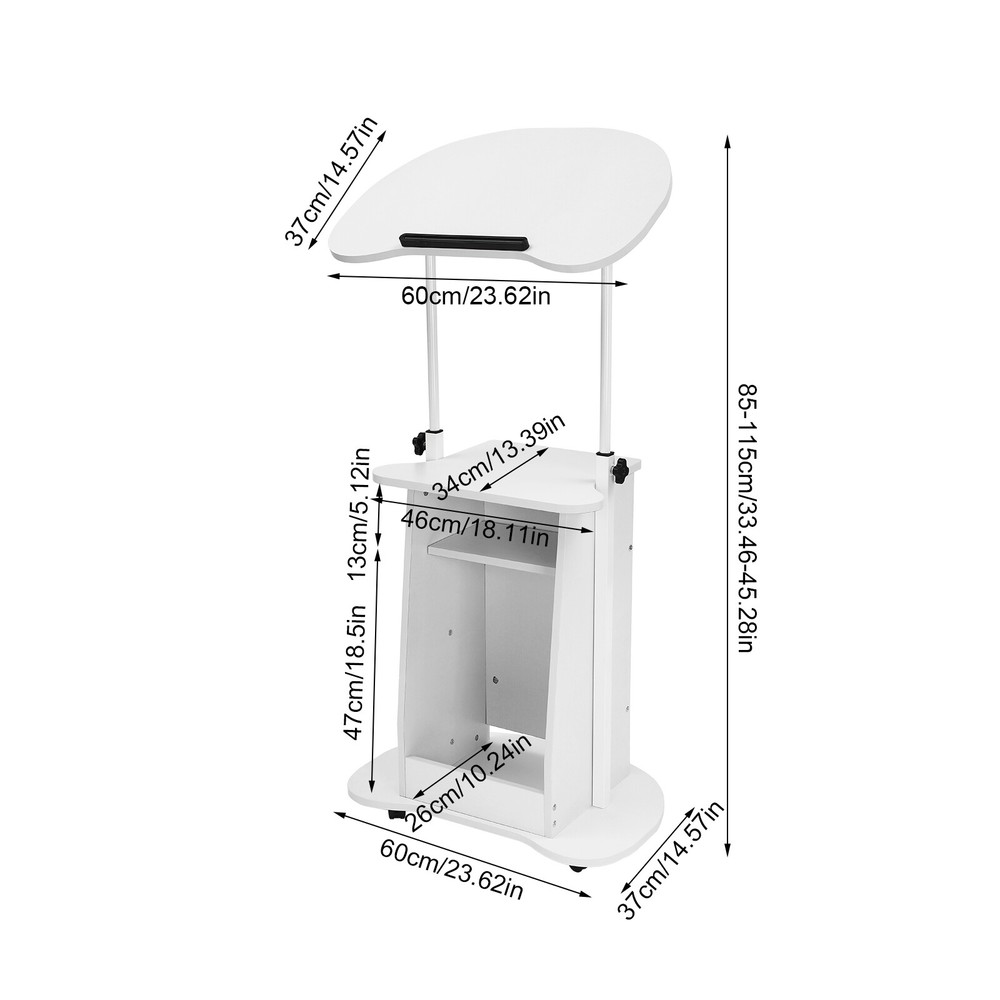 Height Adjustable Mobile Presentation Stand - Versatile Desk With Casters