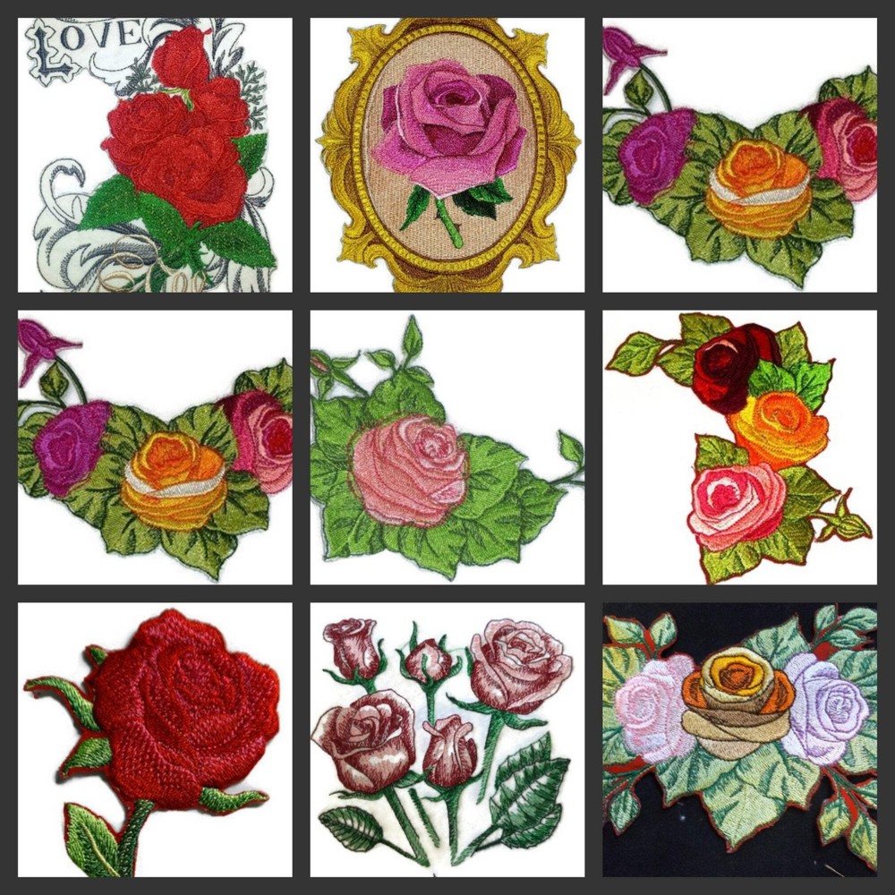 Elegant Etching Rose Embroidered Patch