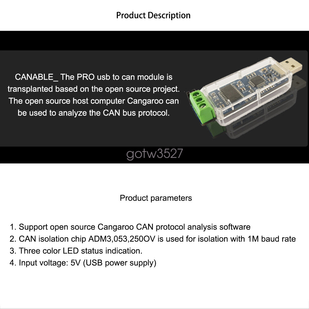 USB to CAN Module ADM3053 Isolation Version CAN Bus Debugging Assistant w/ Shell