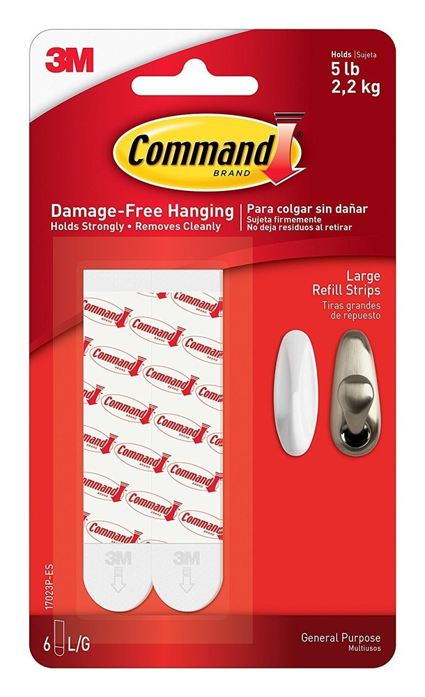 Command Mounting Refill Strips, Large, 6-Strip 32-Strip, White