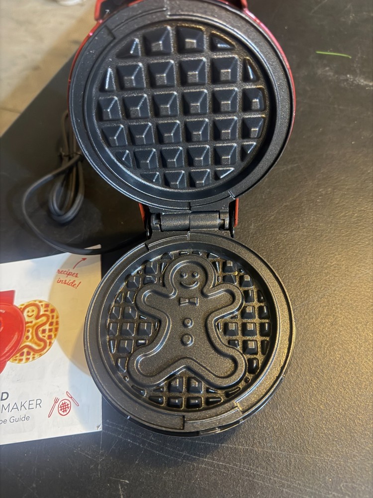 Dash Gingerbread Man Mini Waffle Maker, Red (BK 12-2)