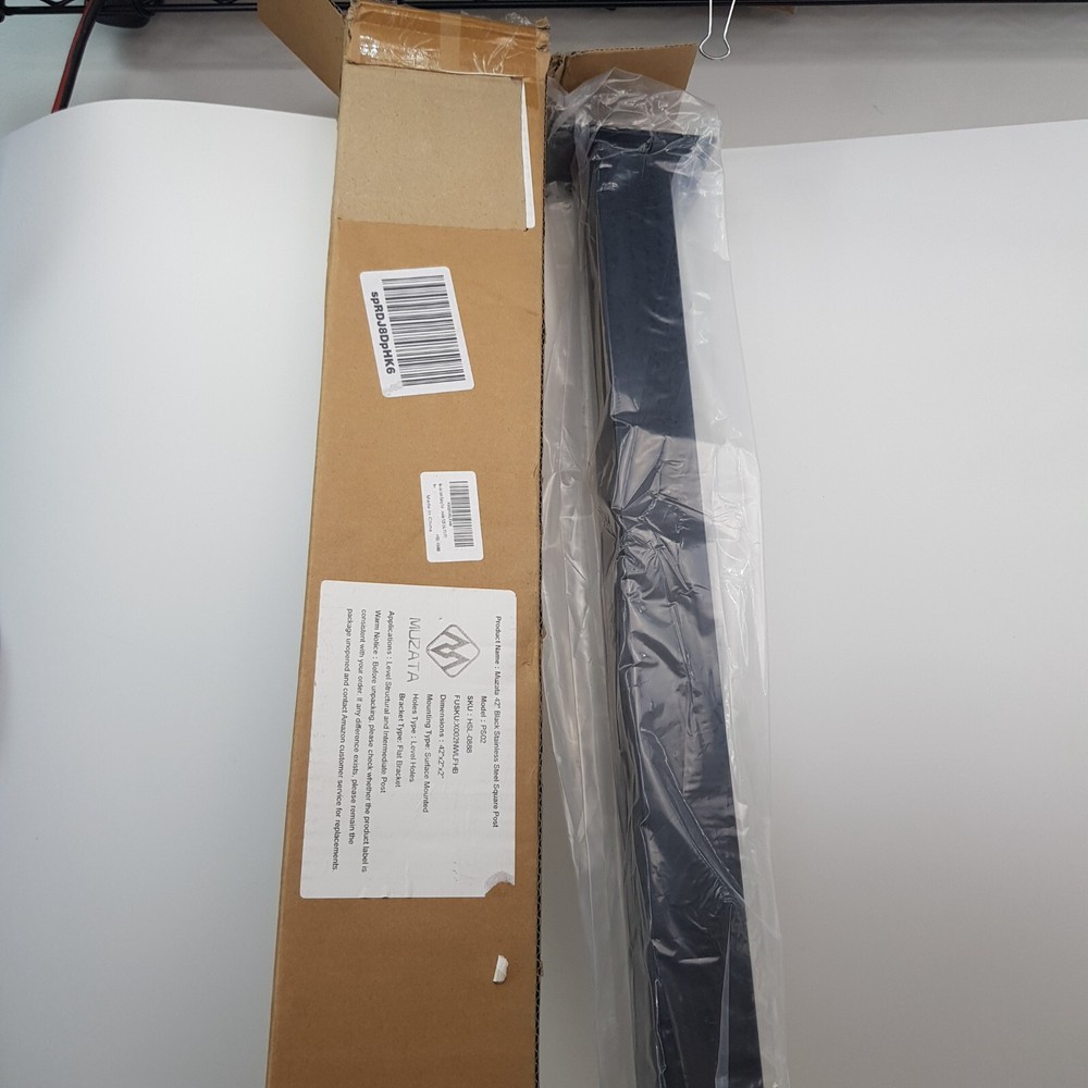 Cable Railing Post 41"x2"x2" Fixed top Level Line Post Mount Black Level Drill