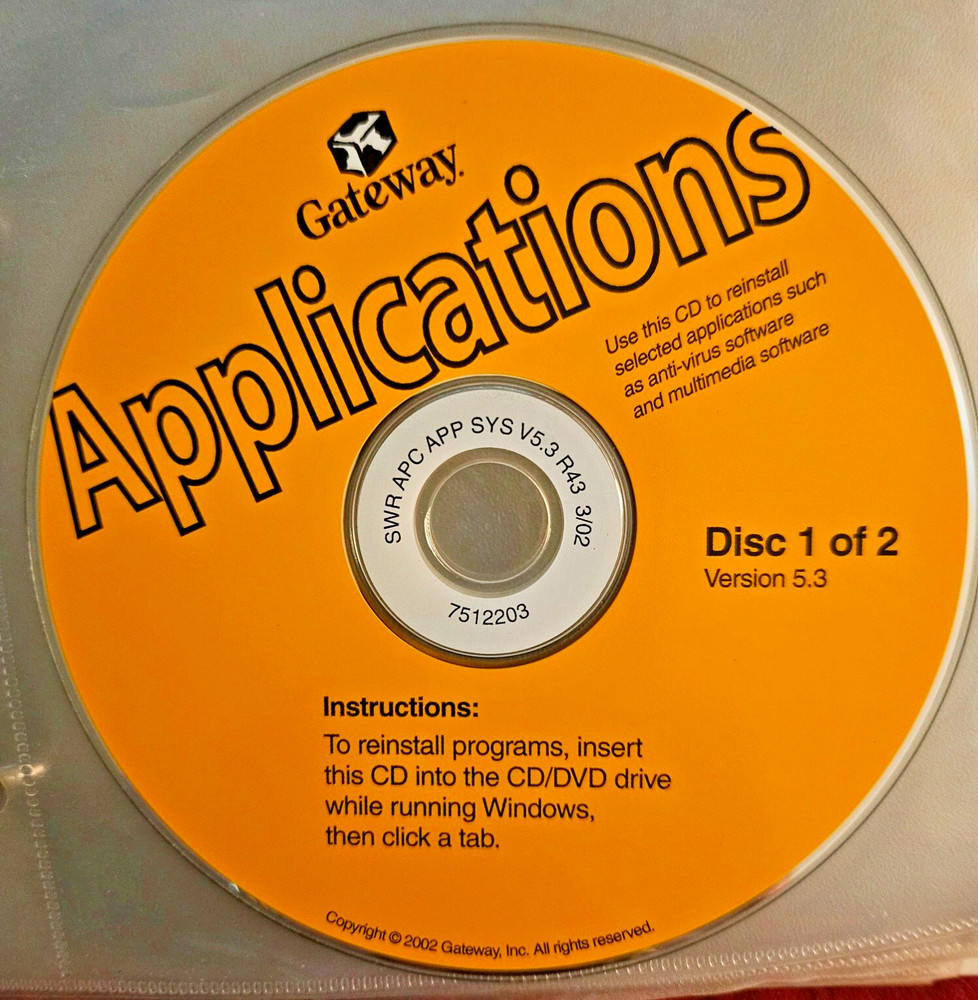 Gateway Restoration CDs with Manual - 9pc CD Disk Set Gateway Software