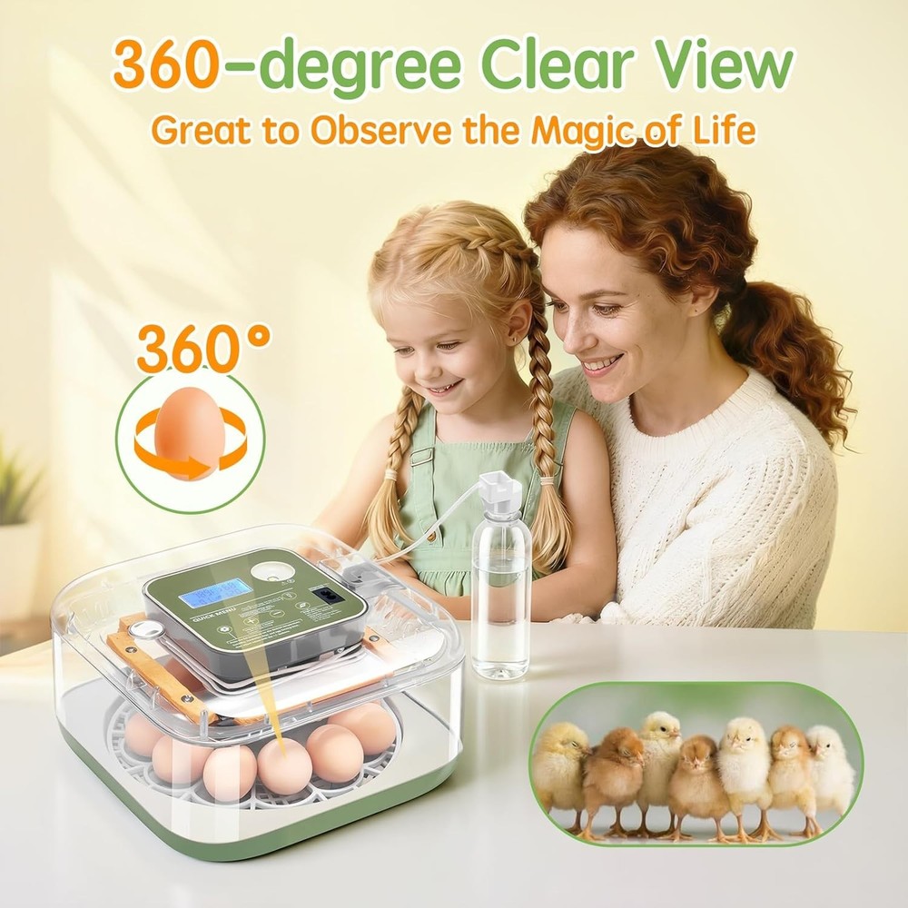 Incubator for Hatching Eggs Automatic Humidity and Temperature Control 12 Egg...