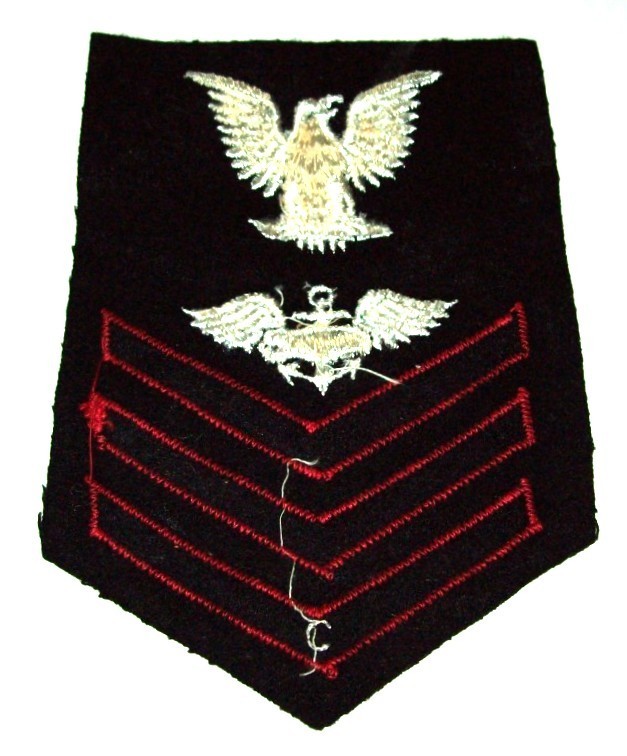 ORIGINAL EMBROIDERED WOOL WW2 NAVY RIGID AIRSHIP RIGGER 1st CLASS RATE PATCH