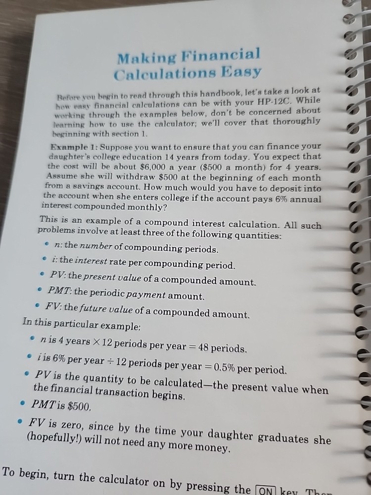 Hewlett Packard HP-12C Owner's Handbook And Problem-Solving Guide 4/86