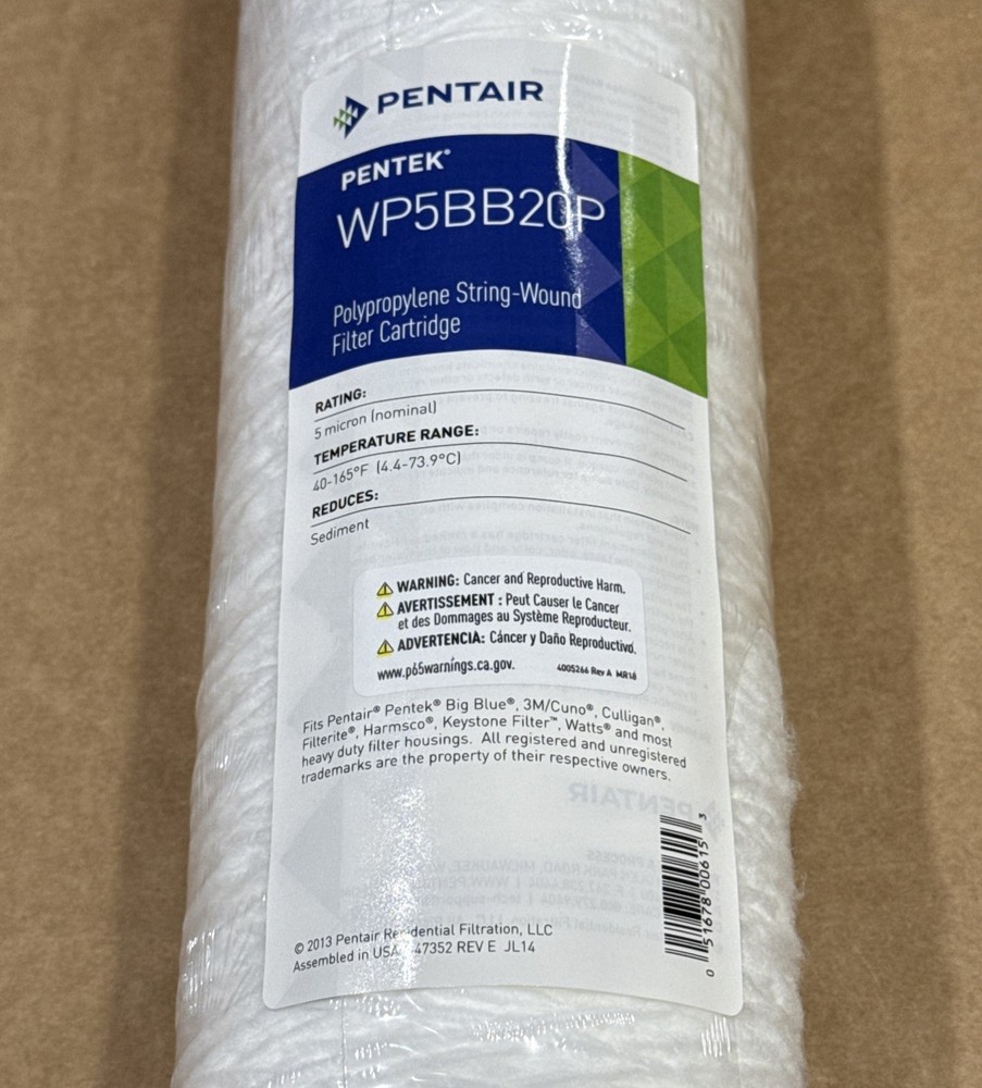 Pentek WP5BB20P String Wound Polypropylene Filter for 20" Big Blue Housing New
