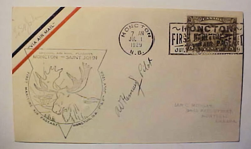 CANADA AUTOGRAPH PILOT 1929 MOCTON FLIGHT