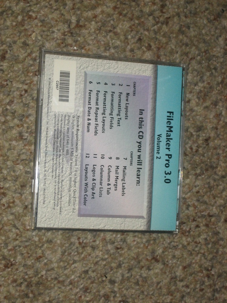 1996 FILEMAKER PRO 3.0 VOLUME 2 INTERACTIVE CD-ROM TRAINING MAC/WIN ACADEMY