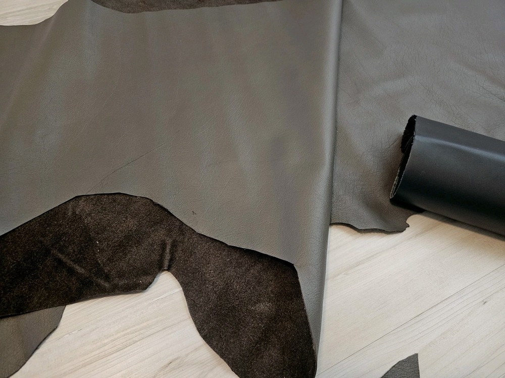 3-4oz BLACK GRAY FULL GRAIN LEATHER HIDE SOFT MATTE SIDE SHEET,PANEL 19+sqf