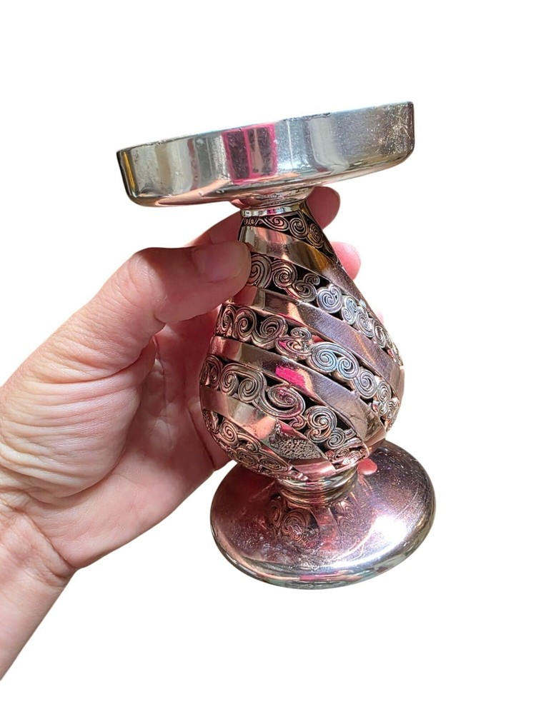 ONE BRIGHTON 5" CANDLE STICK SILVER CANDLESTICK SCROLL DESIGN SILVER PLATED 83A