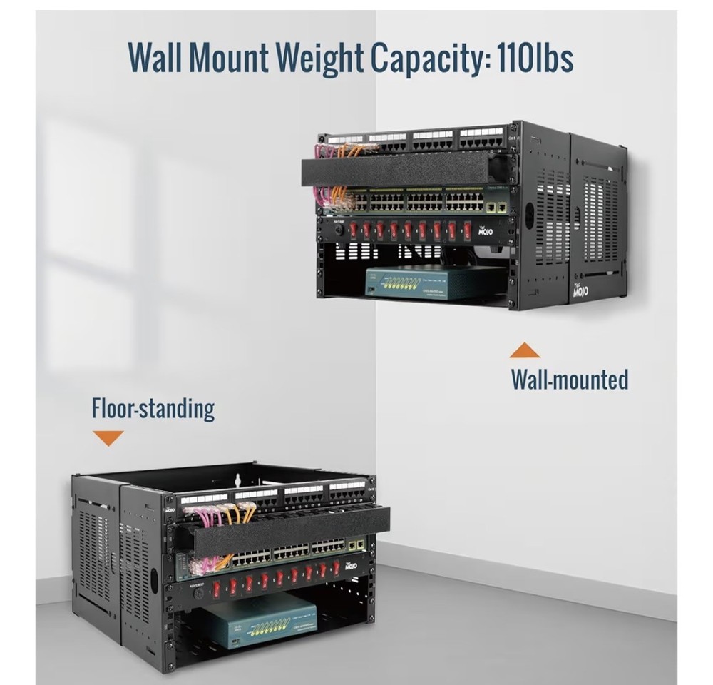 Tecmojo 4U Wall Mount Network Rack, 19" Open Frame Patch Bracket Adjustable