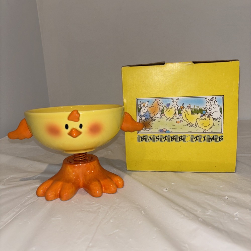 Yellow Ceramic Chick Chicken Dip Bowl, Candy Dish, Easter Time