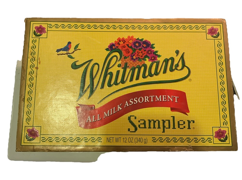Vintage WHITMAN'S Sampler Assorted Chocolate 12 oz. Cross Stitch Box; Empty