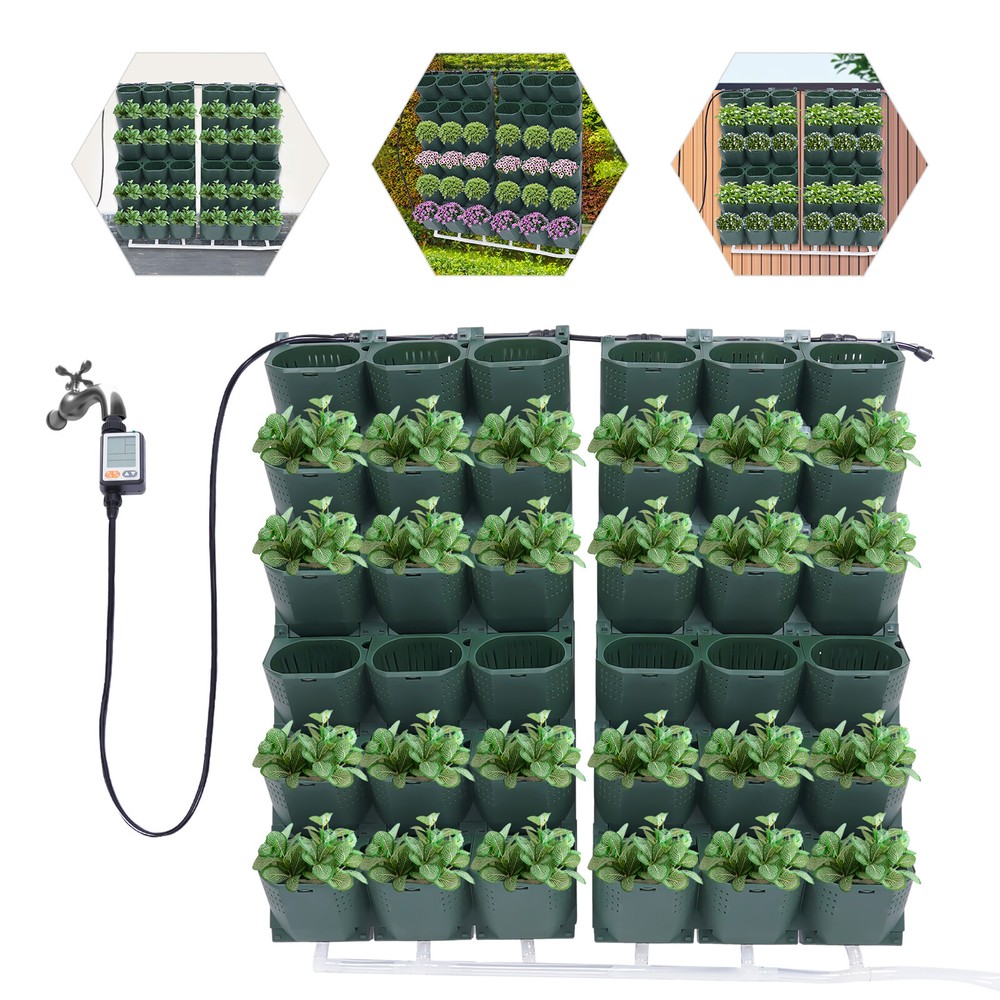 36 Pocket Wall-Mounted Self-Watering Vertical Garden Planter System