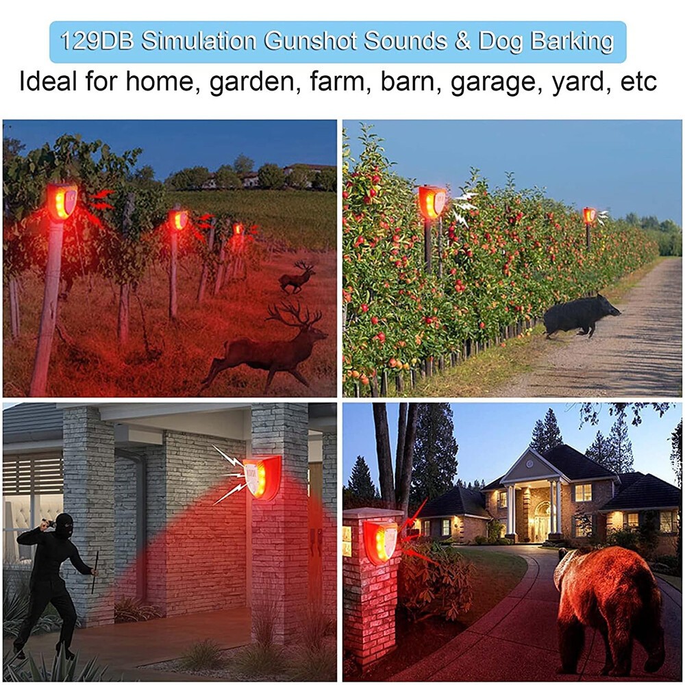 Solar Security Light with Alarm & Motion Sensor Animal Deterrent