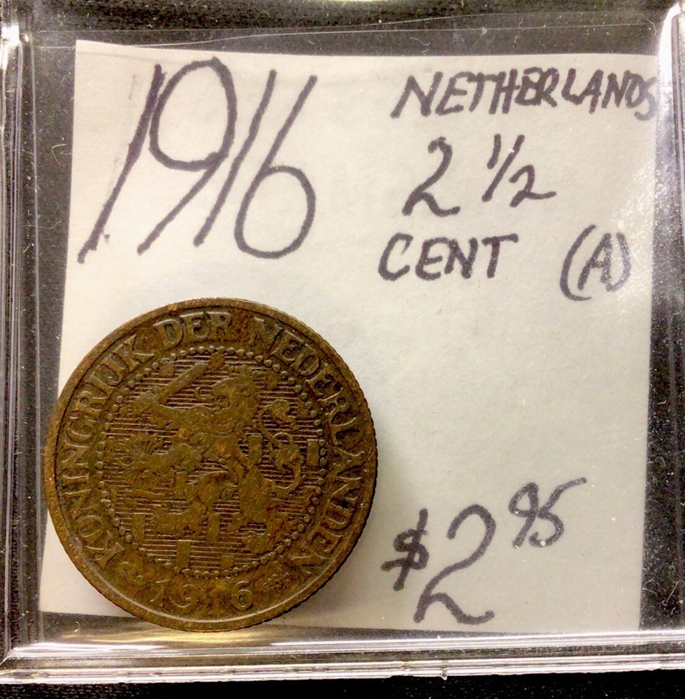 1916 Netherlands 2 1/2 Cent! ENN Coins