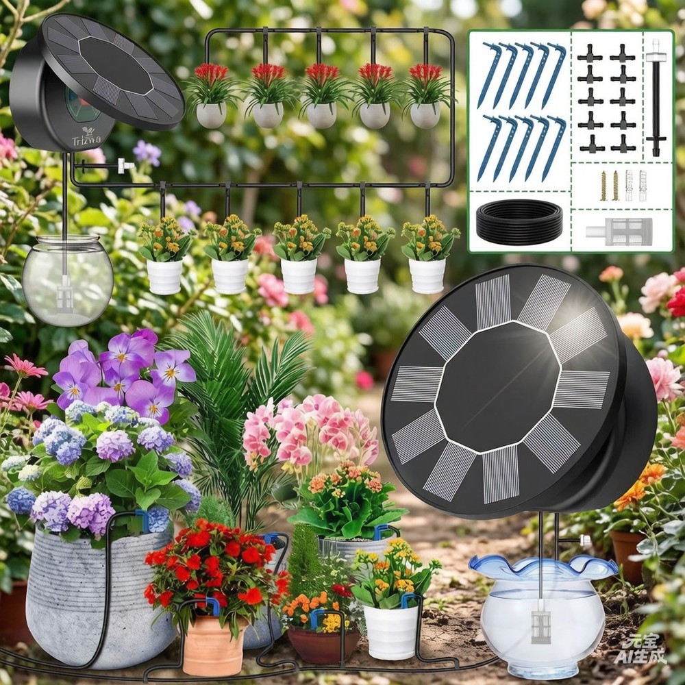 Solar Automatic Drip Irrigation System Kit, DIY Irrigation System for Garden NEW