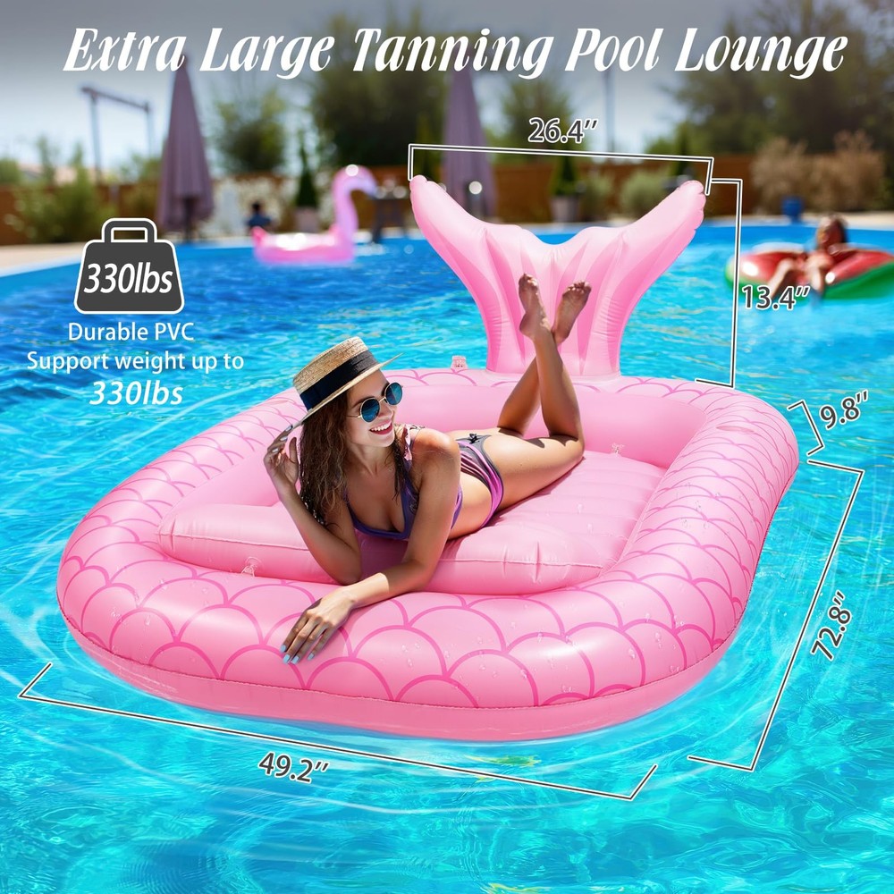 Inflatable Tanning Pool Float 72.8" x 49.2" Summer Beach Raft