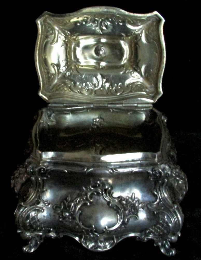 CIRCA 1880's GERMAN CONTINENTAL SILVER TEA CADDY 5 1/2" BOX