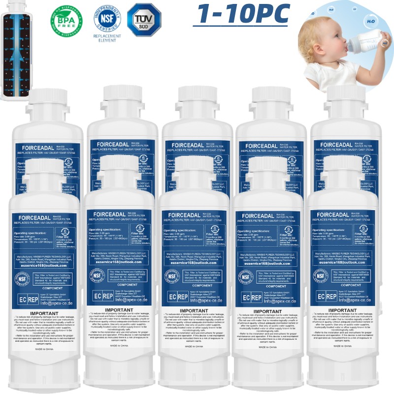 1-10Pack White For Samsung DA97-17376B HAF-QIN/EXP Refrigerator Water Filter