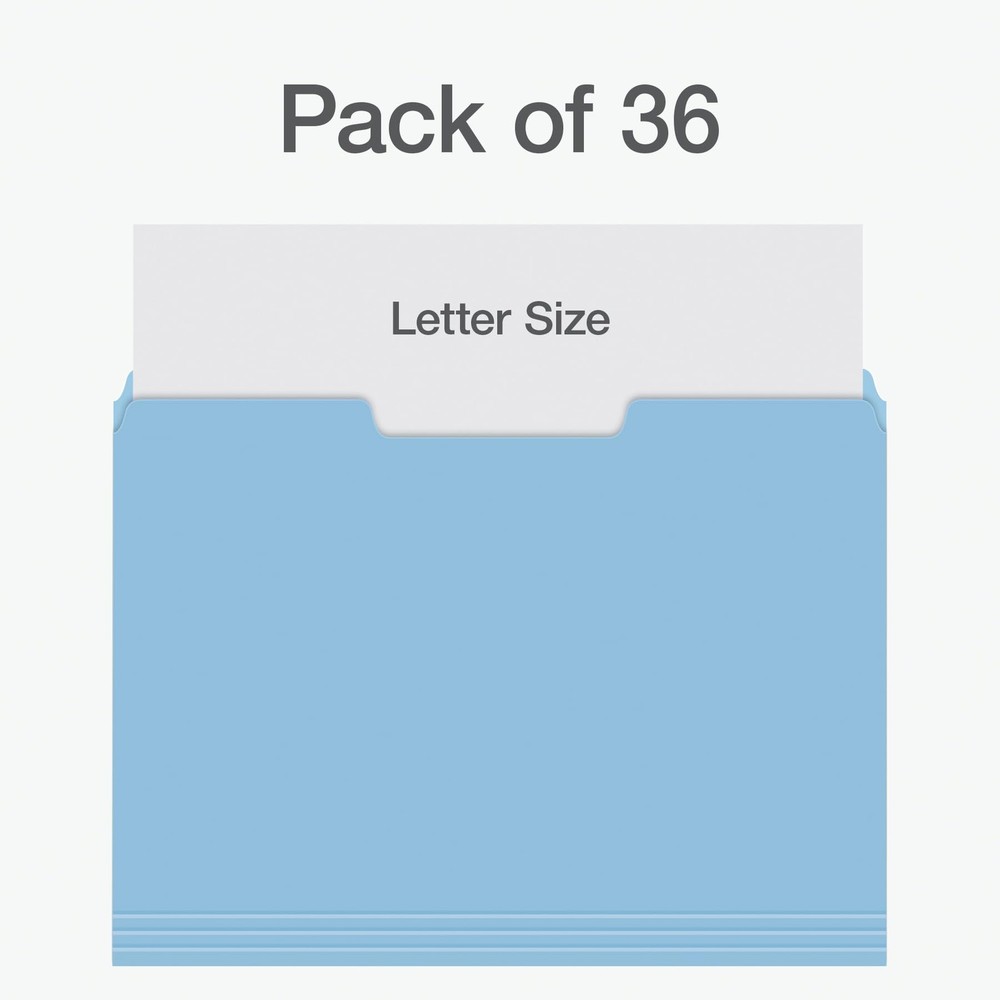 Letter Size File Folders, Assorted Colors, 1/3-Cut Tabs, 36 Pack