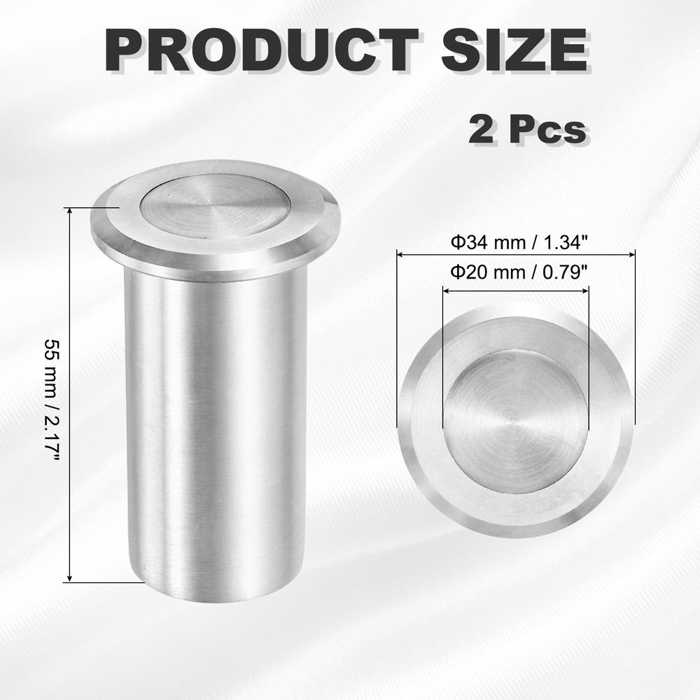 2PCS 0.79" Door Latch Dust Protector Dust-Proof Sliding Lock Insert Silver