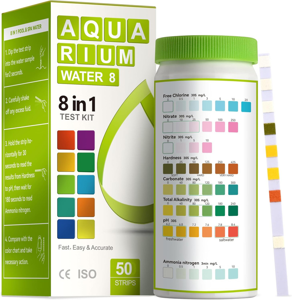 8-In-1 Aquarium Test Kit for Fish Tanks - Quick & Accurate Water Testing Strips