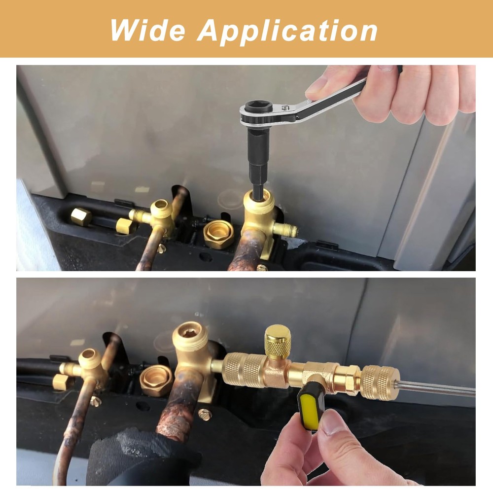 HVAC Wrench Tool AC Schrader Valve Core Remover Set 1/4''& 5/16'' Port Installer