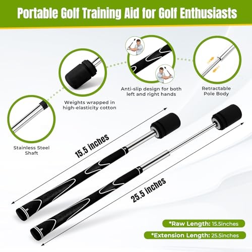 Retractable Golf Swing Training Aid, Golf Grip Trainer for Chipping Hitting,