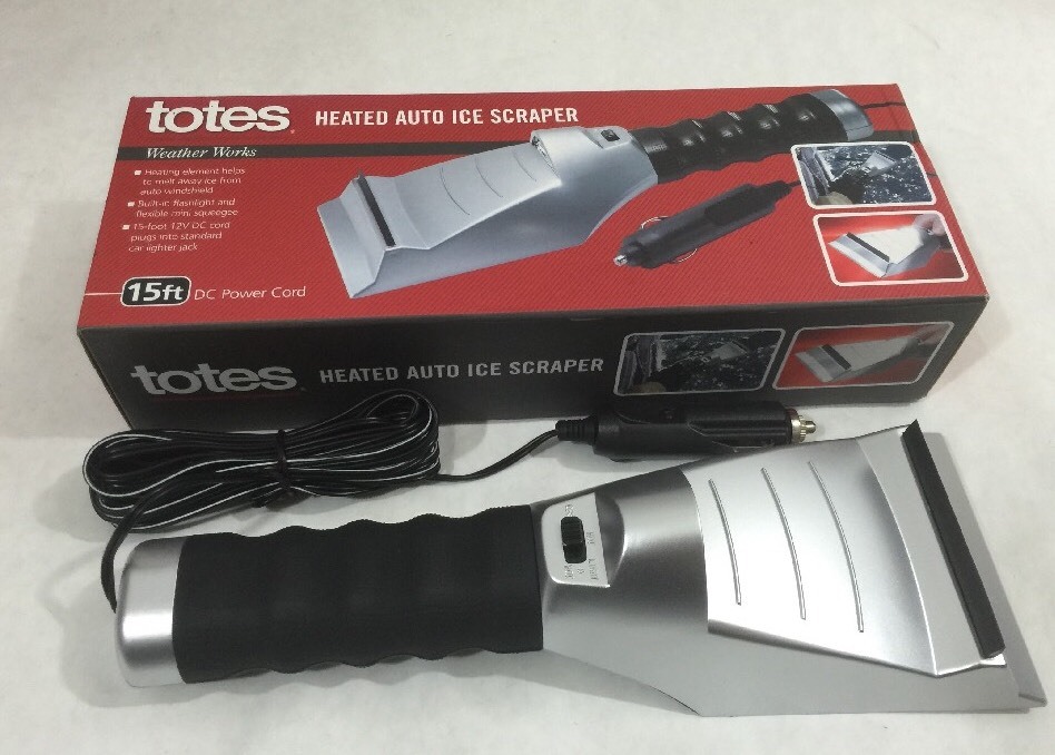 Nice TOTES Heated Ice Scraper 15ft DC Power Cord Cigarette Lighter Design