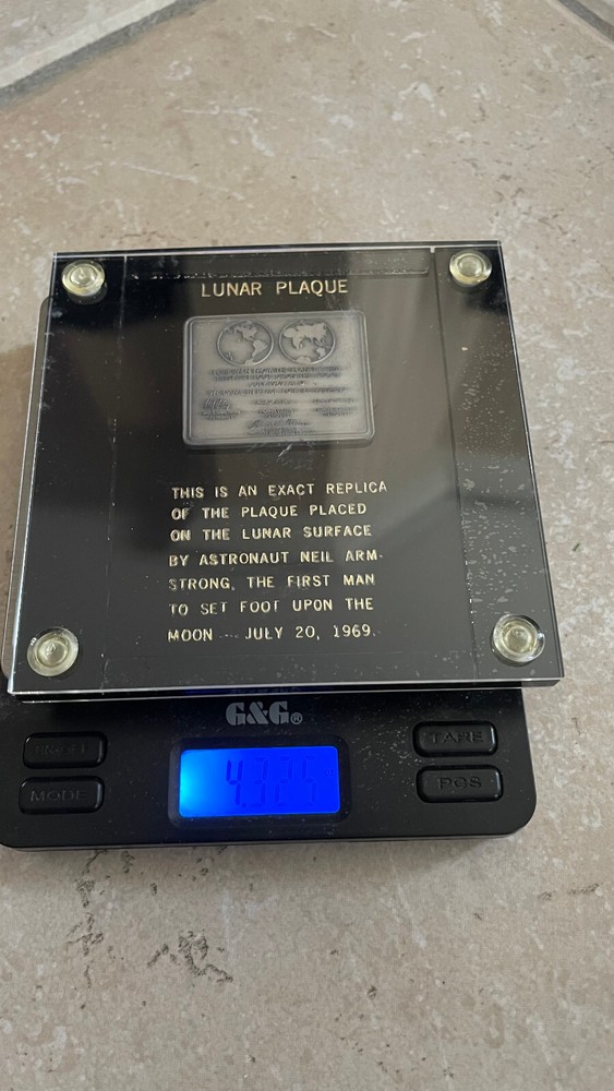 Apollo 11 silver Lunar Plaque in case