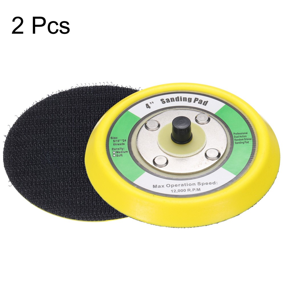 4" Hook and Loop Backing Sanding Pads with 5/16"-24 Thread, Y + B 2Pcs