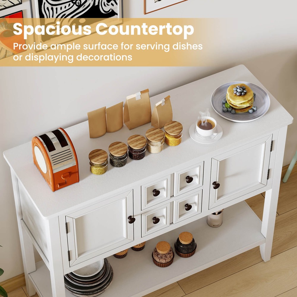Buffet Sideboard Cabinet Entryway Console Table with 2 Doors and 2 Drawers