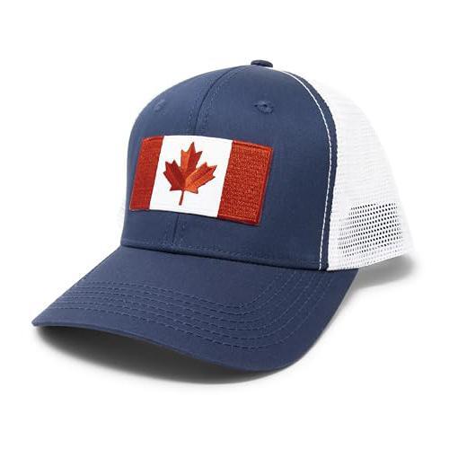 Canada Flag Hat - Snapback Trucker Mesh Baseball Cap(Navy/White)