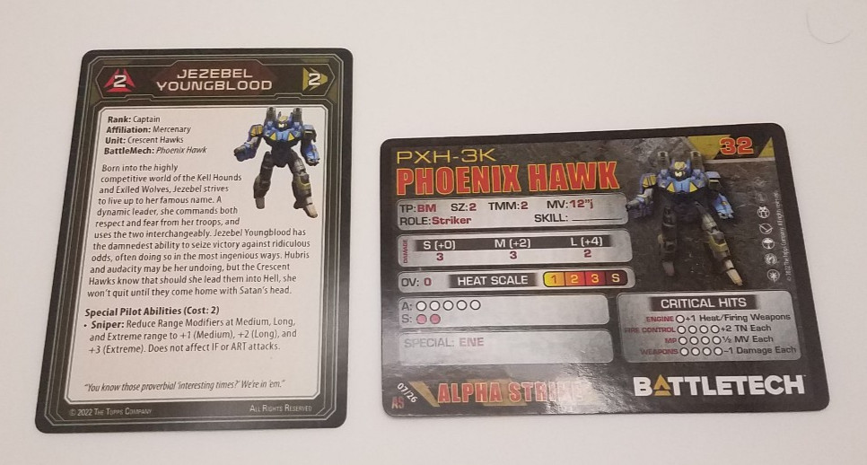 Battletech Alpha Strike - Phoenix Hawk *Mech & Cards*