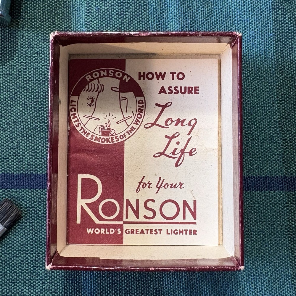 Ronson Whirlwind Lighter Tortoise Monogram Case Brush Original Box Manual