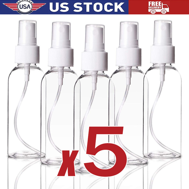 5PCS 30ml/60ml Travel Spray Bottle Plastic Transparent Perfume Empty Atomizer