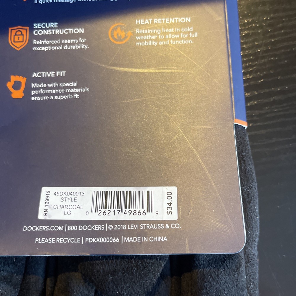 Dockers Maximum Warmth Intelitouch Heat Retention Lining Men's Large