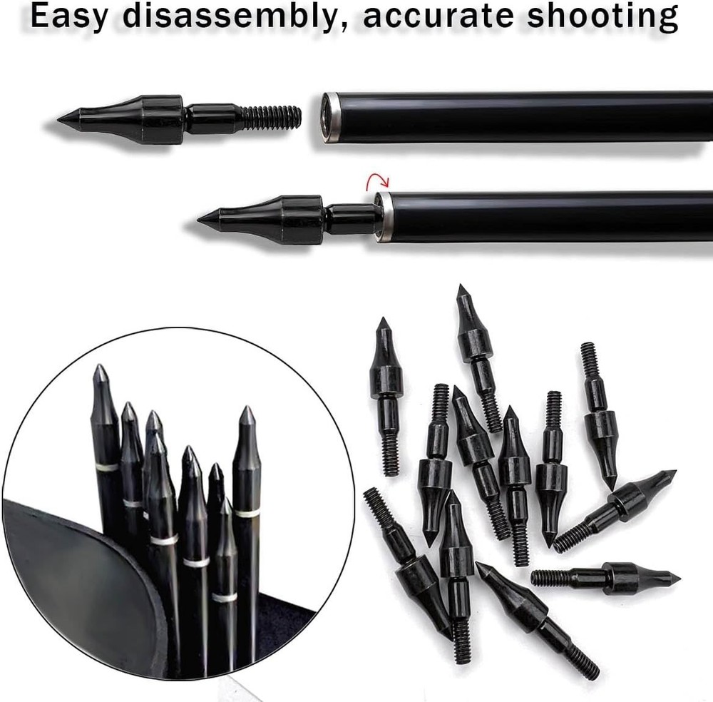 12pcs 100 Grain Field Points Target Practice Crossbow Arrow Points Arrow Tips