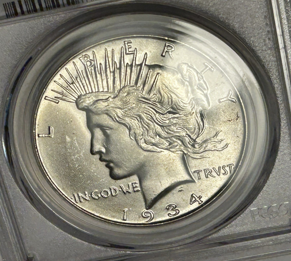 1934 S PEACE DOLLAR PCGS MS 64+ / SHARP WHITE COIN
