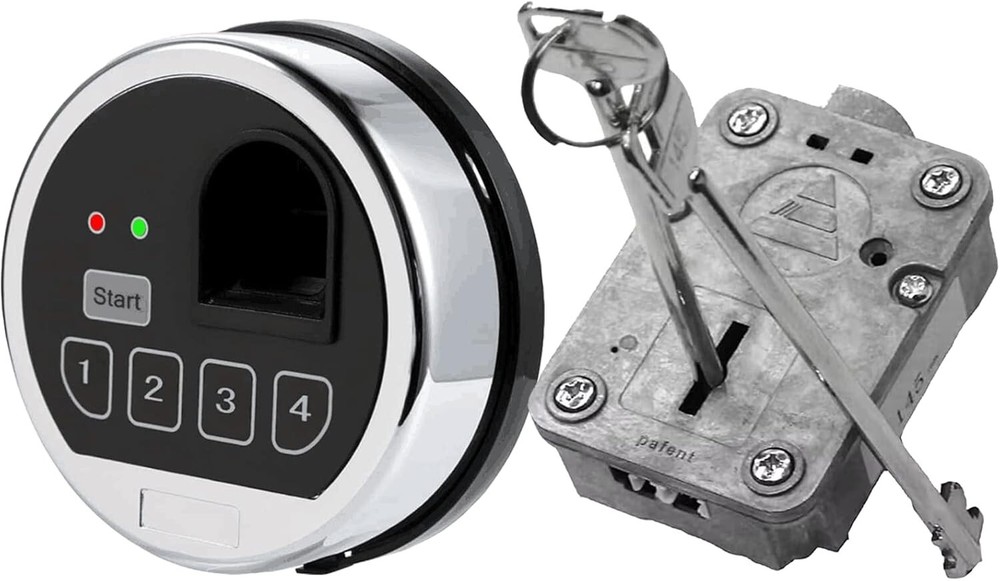 Chrome Fingerprint Safe Lock Replacement Biometric Swingbolt Lock & 2 Master Key