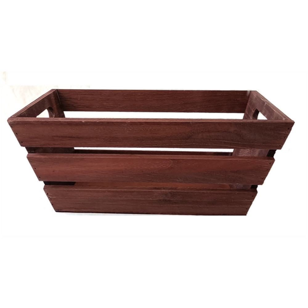 Rectangular Tapered Brown Wood Crate