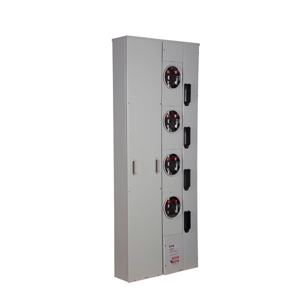 Eaton 4-Gang Meter Pack Combo 600A/200 Amp 1Ph Ring Type Socket 1MP4206R Stack