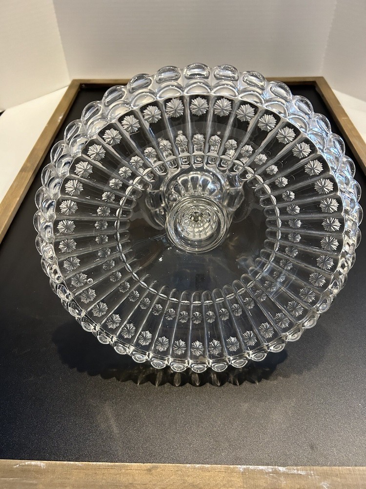 EAPG Clear Pressed Glass Cake Stand Rum Well Compote
