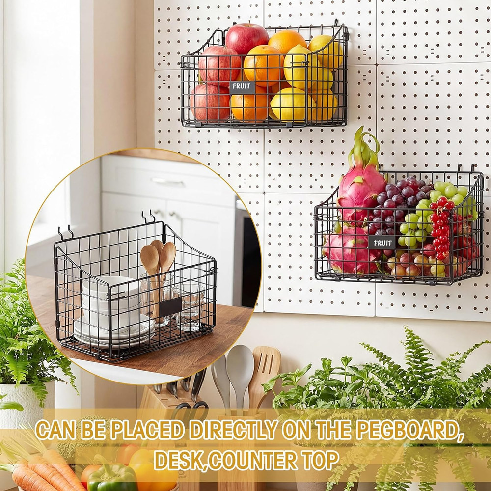 Large Pegboard Bins & Baskets - 4 Pcs Organizer for Tools & Crafts
