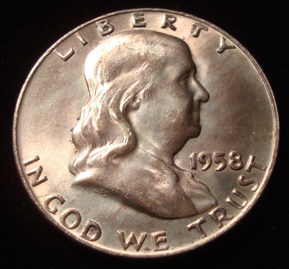 1958-D uncirculated Franklin Half Dollar