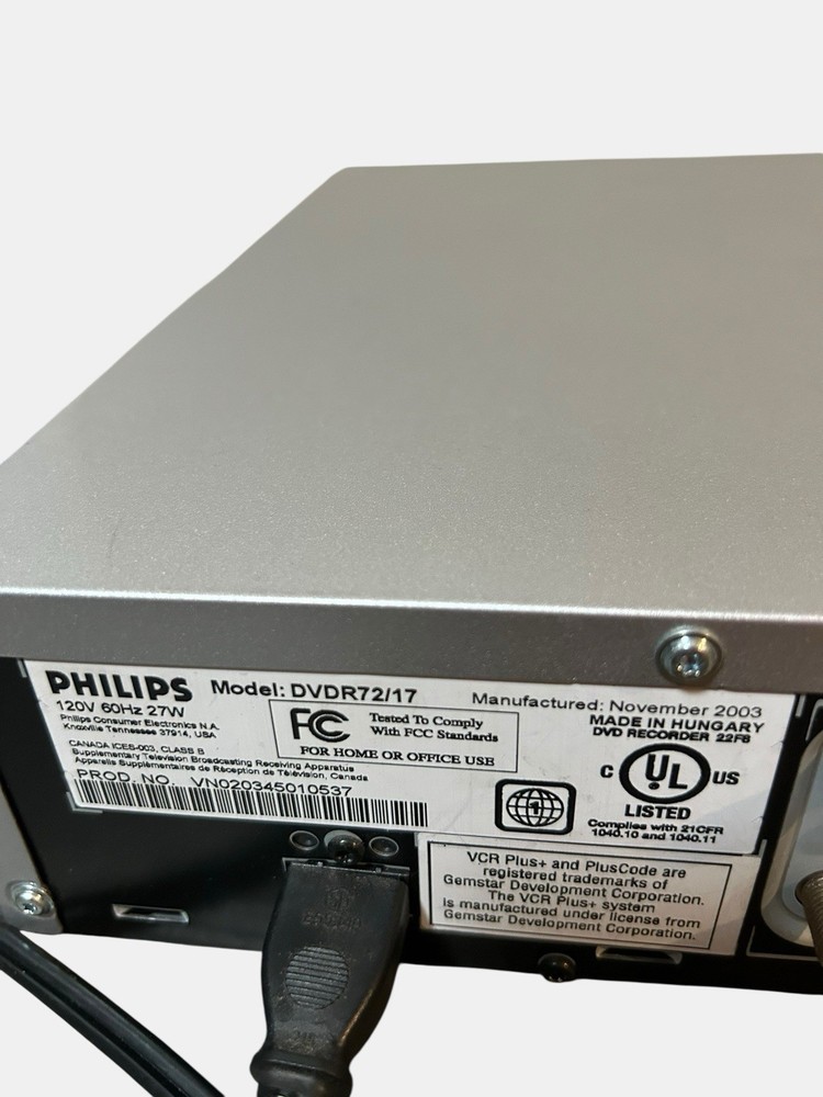 Philips DVDR75/17 Progressive Scan DVD Recorder - Tested & Works -No Remote