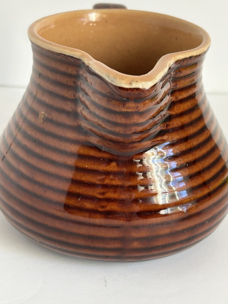 Vintage Brown Rubel Ring Ceramic Pitcher #4028P Lighter Inside Unique