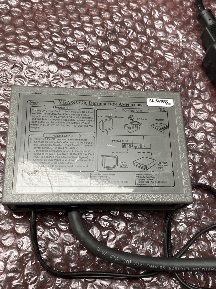 Extron P/2 DA2 PLUS VGA Distribution Amplifier, 2-Output